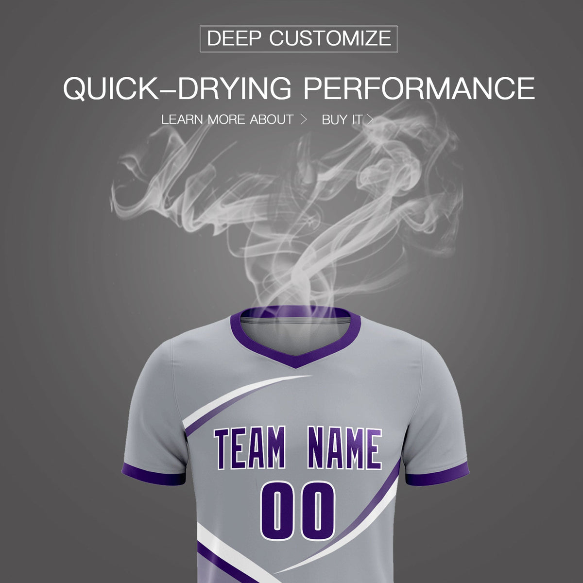 Custom Gray Purple Color Block Training Uniform For Men Football Kits Jersey