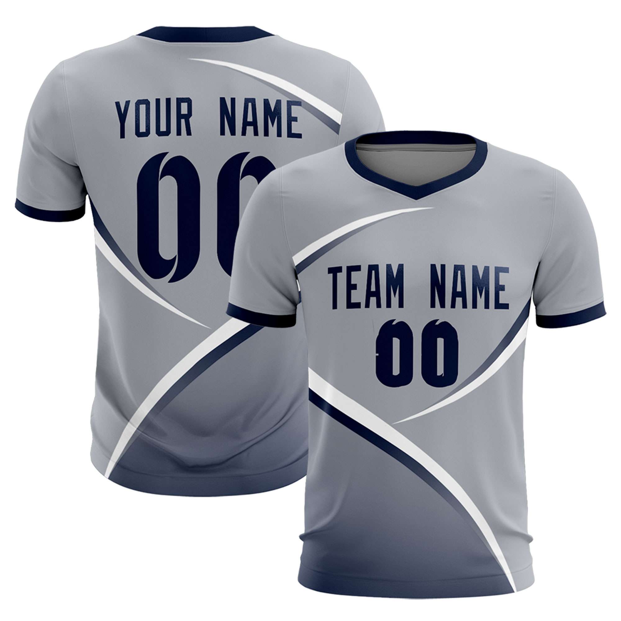 Custom Gray Navy Color Block Training Uniform For Men Soccer Sets Jersey