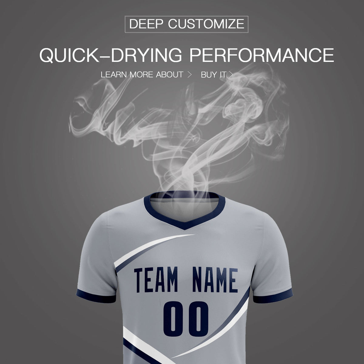 Custom Gray Navy Color Block Training Uniform For Men Football Kits Jersey
