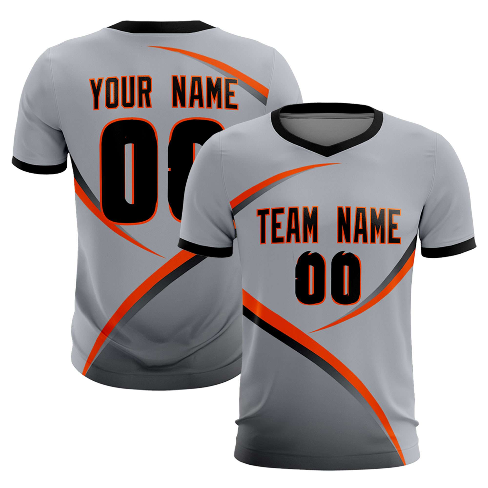 Custom Gray Black Color Block Training Uniform For Men Soccer Sets Jersey