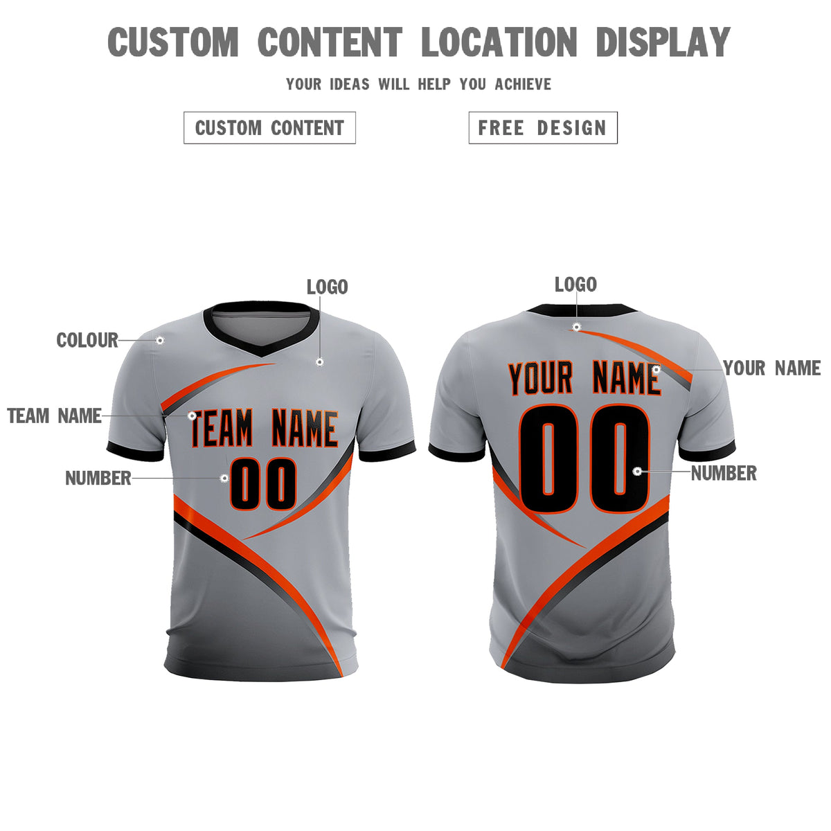 Custom Gray Black Color Block Training Uniform For Men Football Kits Jersey