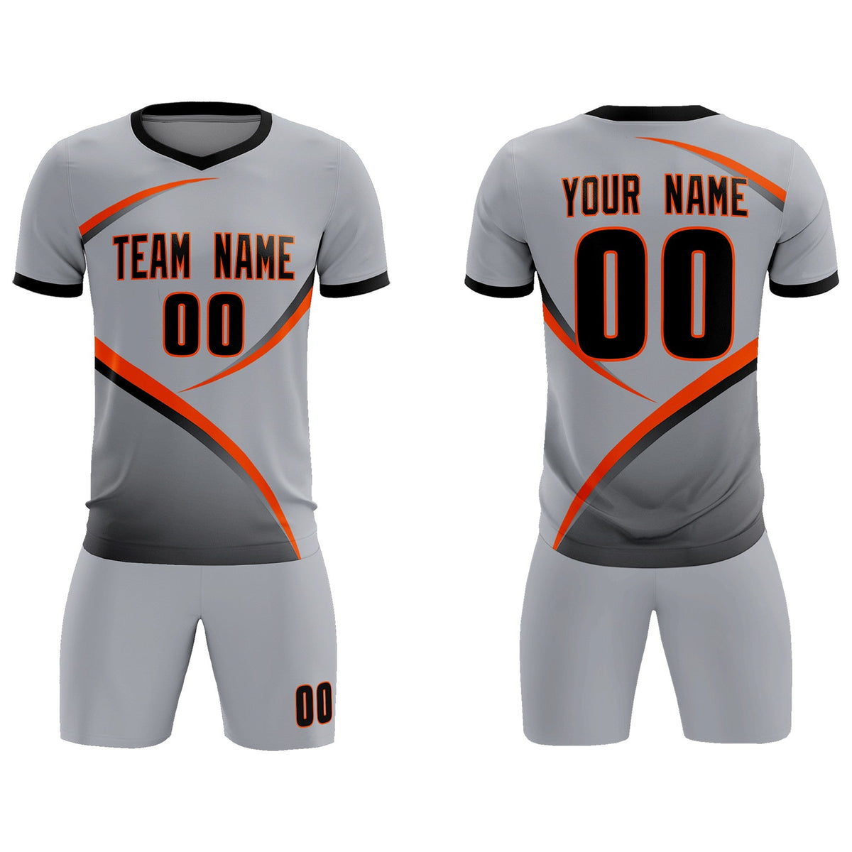 Custom Gray Black Color Block Training Uniform For Men Football Kits Jersey