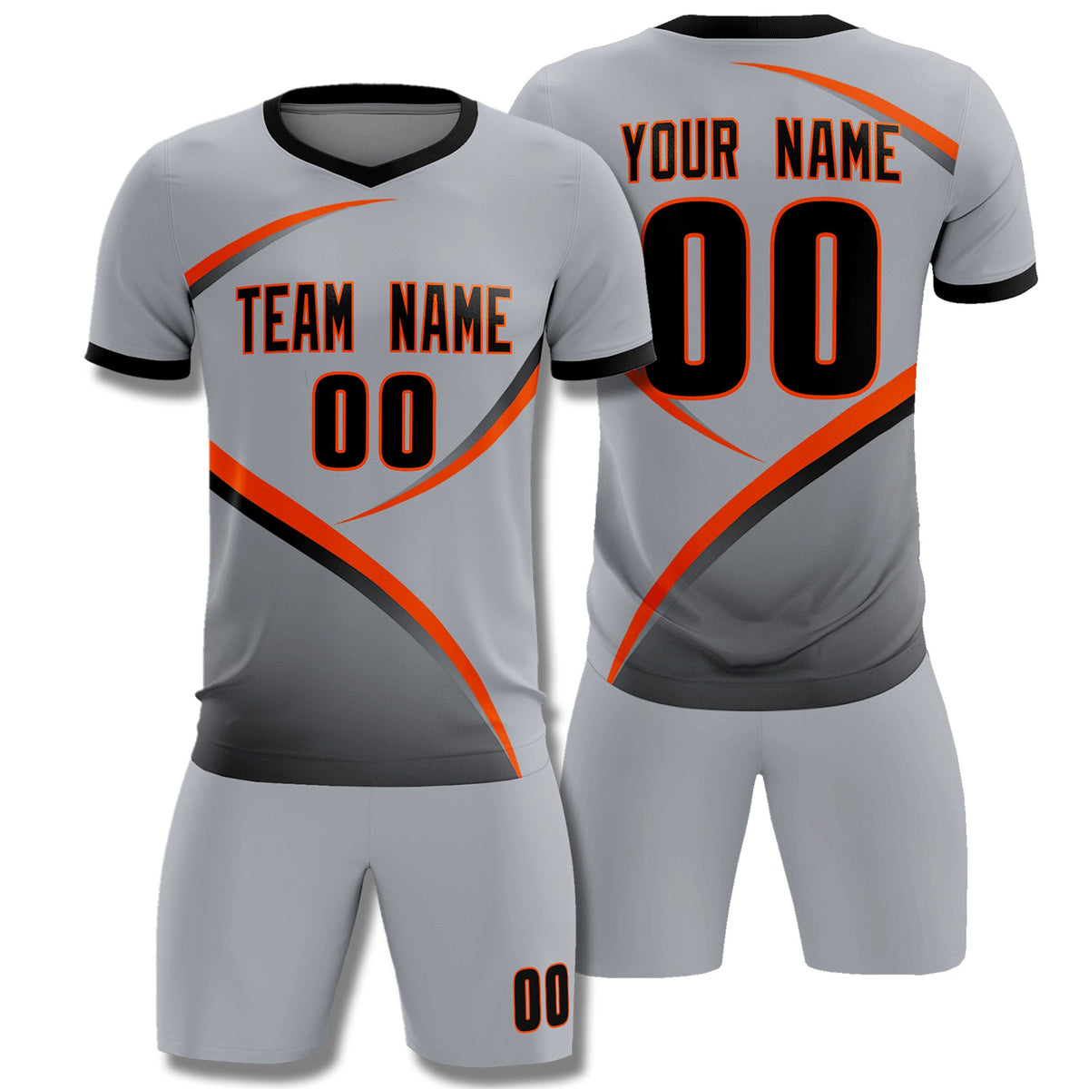 Custom Gray Black Color Block Training Uniform For Men Football Kits Jersey