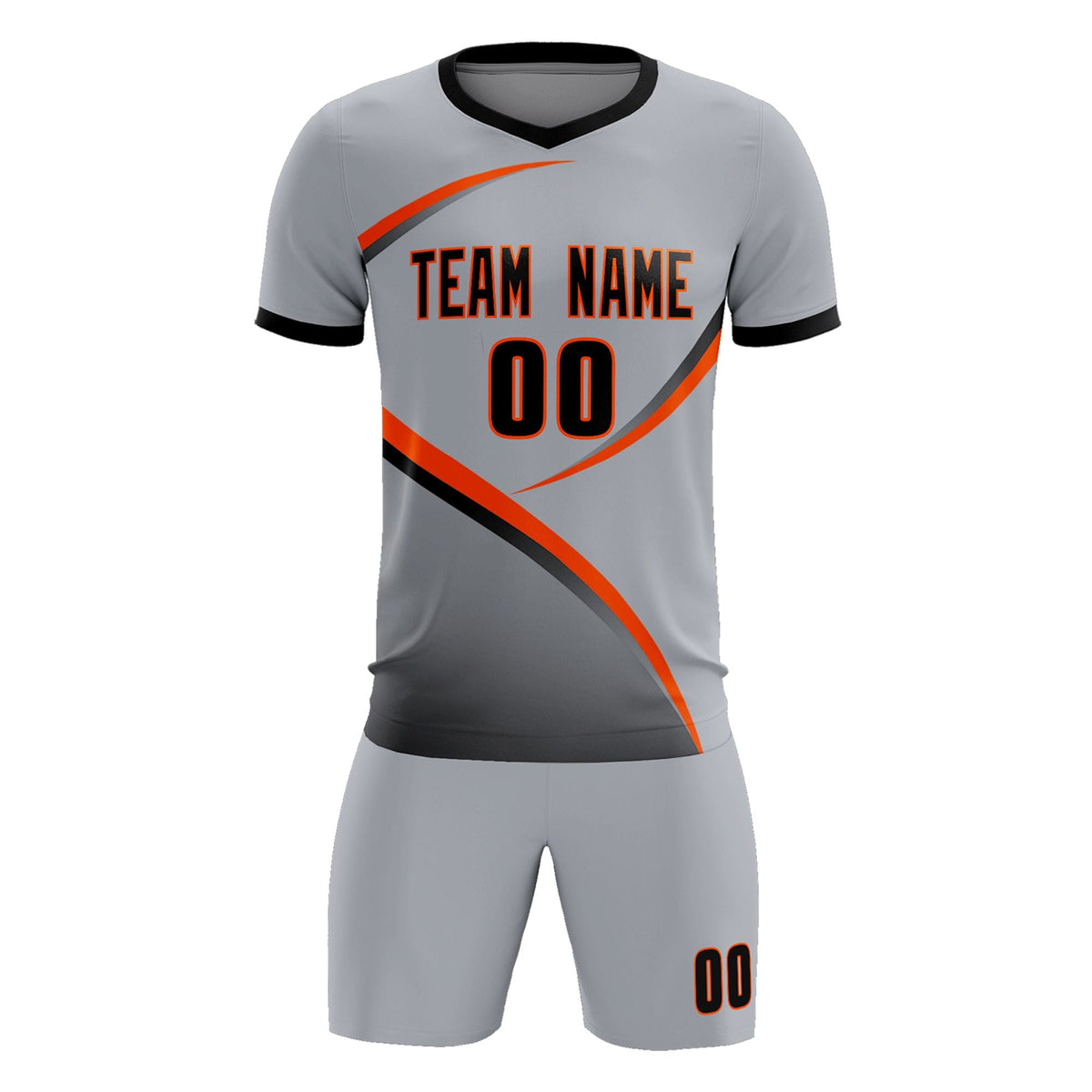 Custom Gray Black Color Block Training Uniform For Men Football Kits Jersey