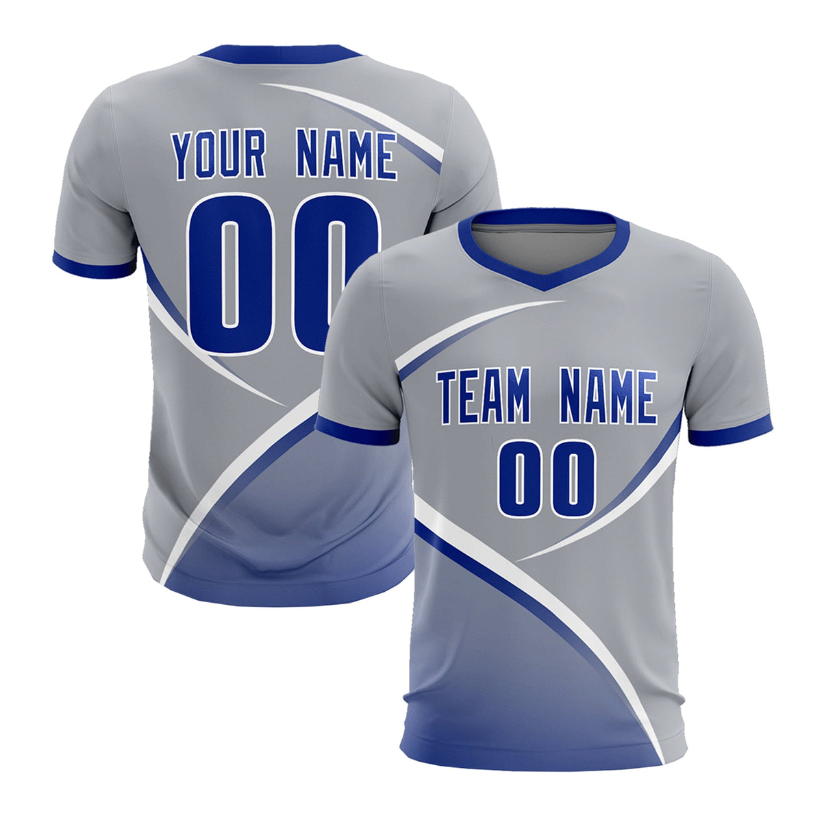Custom Gray Royal Color Block Training Uniform For Men Football Kits Jersey