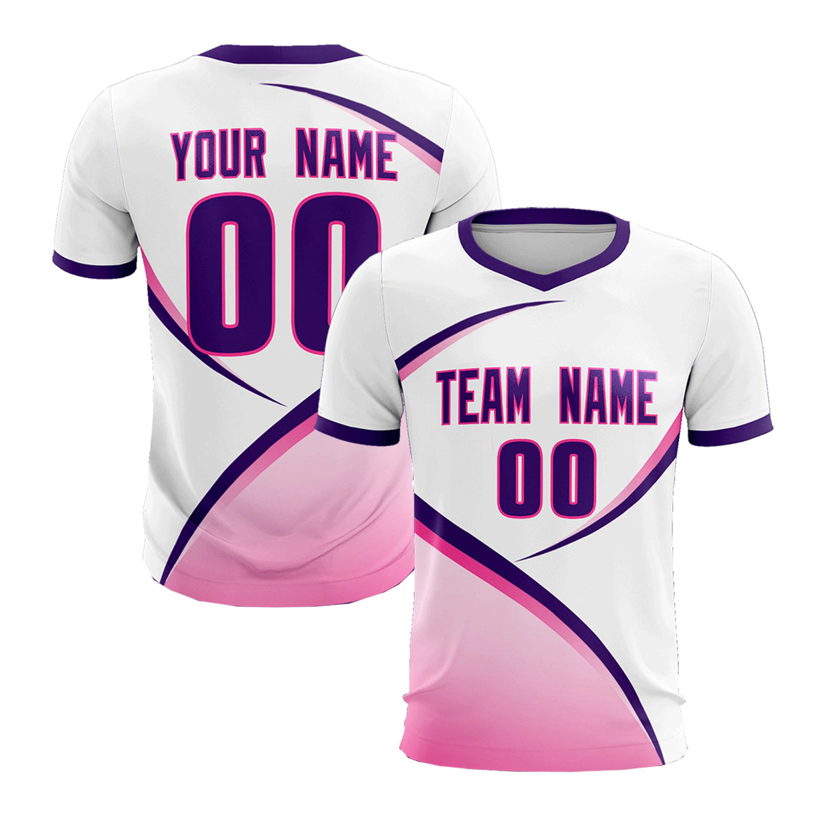 Custom White Purple Color Block Training Uniform For Men Football Kits Jersey