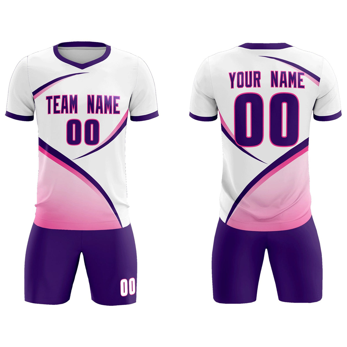 Custom White Purple Color Block Training Uniform For Men Football Kits Jersey