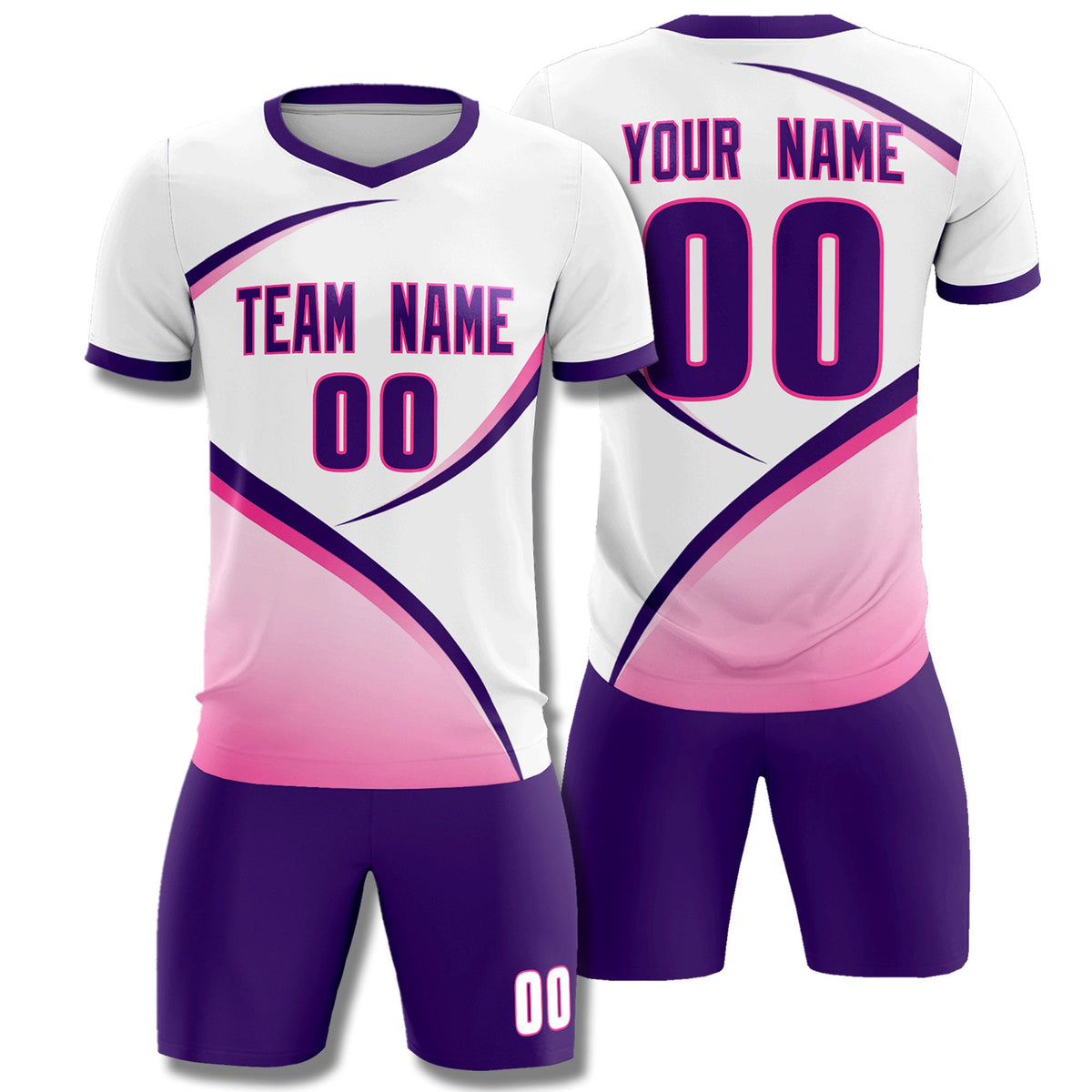 Custom White Purple Color Block Training Uniform For Men Football Kits Jersey