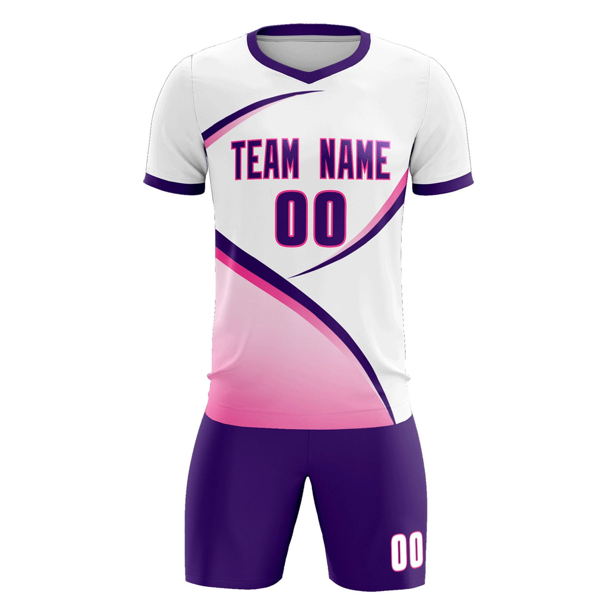 Custom White Purple Color Block Training Uniform For Men Football Kits Jersey