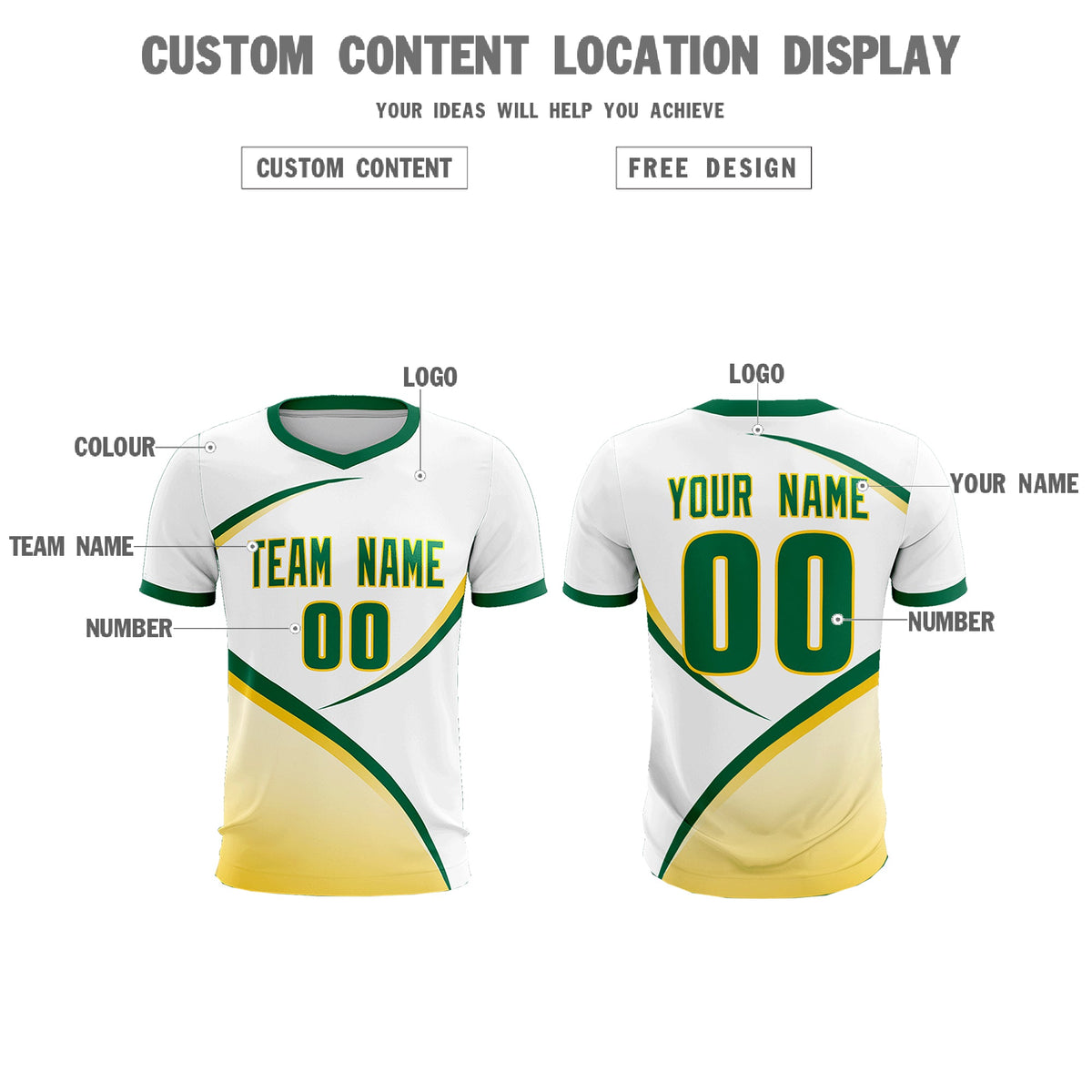 Custom White Kelly Green Color Block Training Uniform For Men Football Kits Jersey