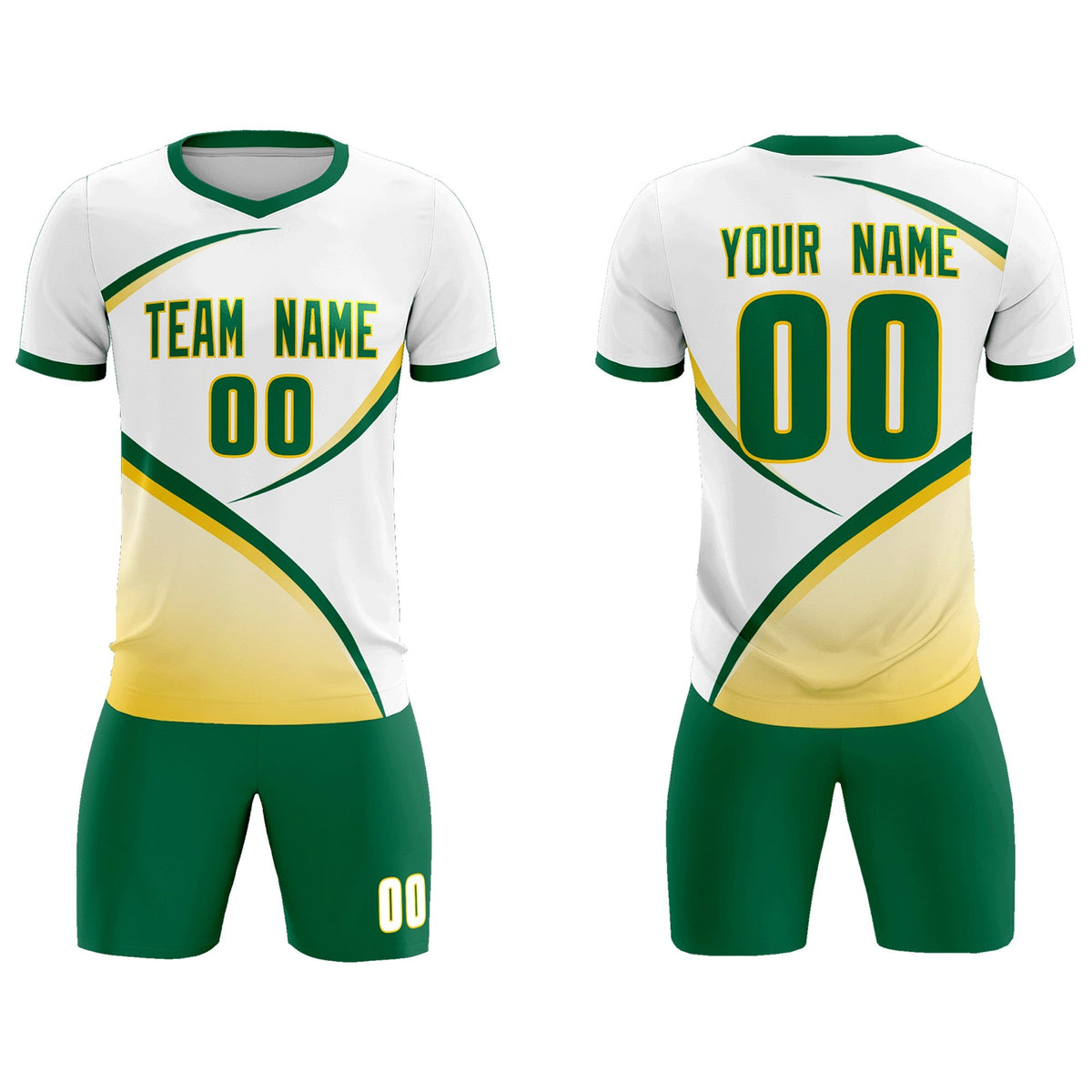 Custom White Kelly Green Color Block Training Uniform For Men Football Kits Jersey