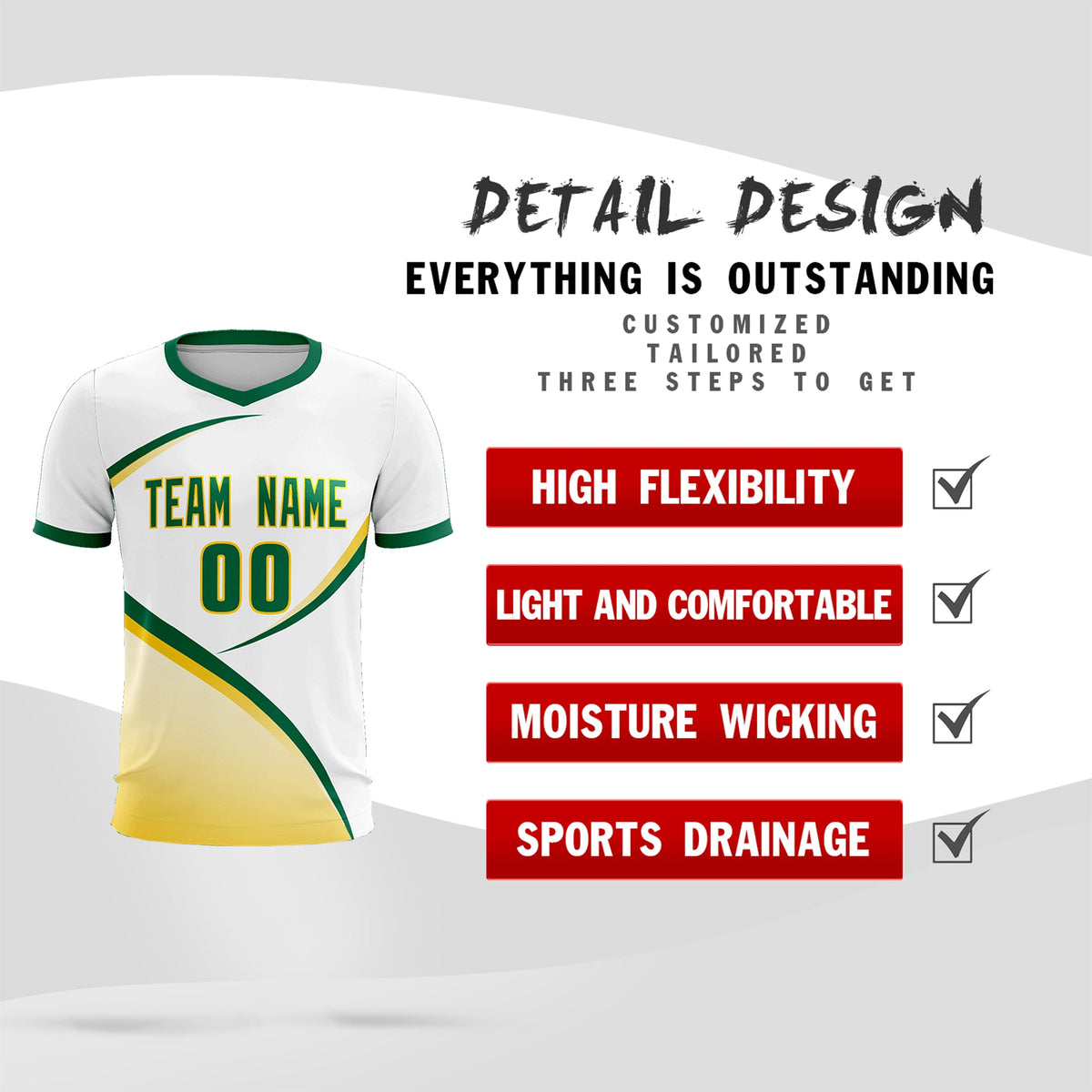 Custom White Kelly Green Color Block Training Uniform For Men Football Kits Jersey