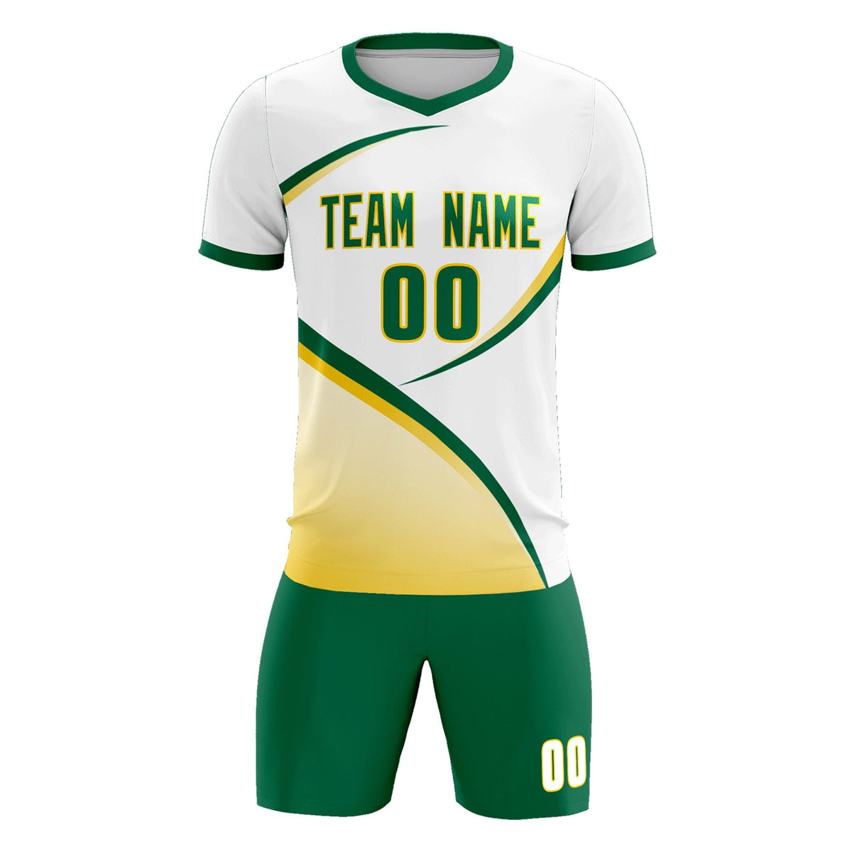 Custom White Kelly Green Color Block Training Uniform For Men Football Kits Jersey