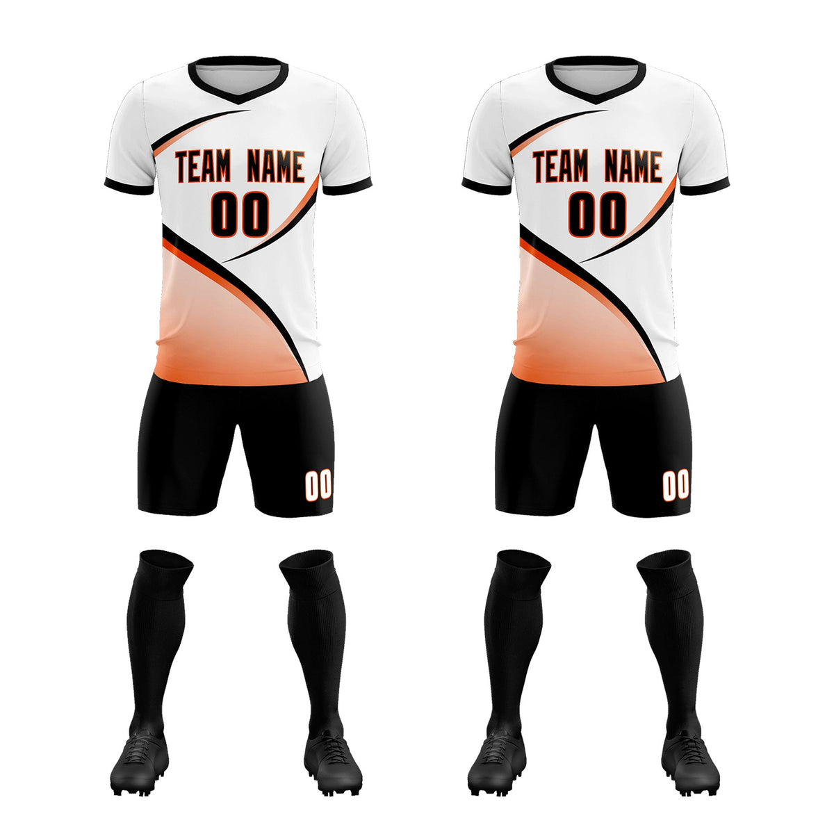 Custom White Black Color Block Training Uniform For Men Football Kits Jersey