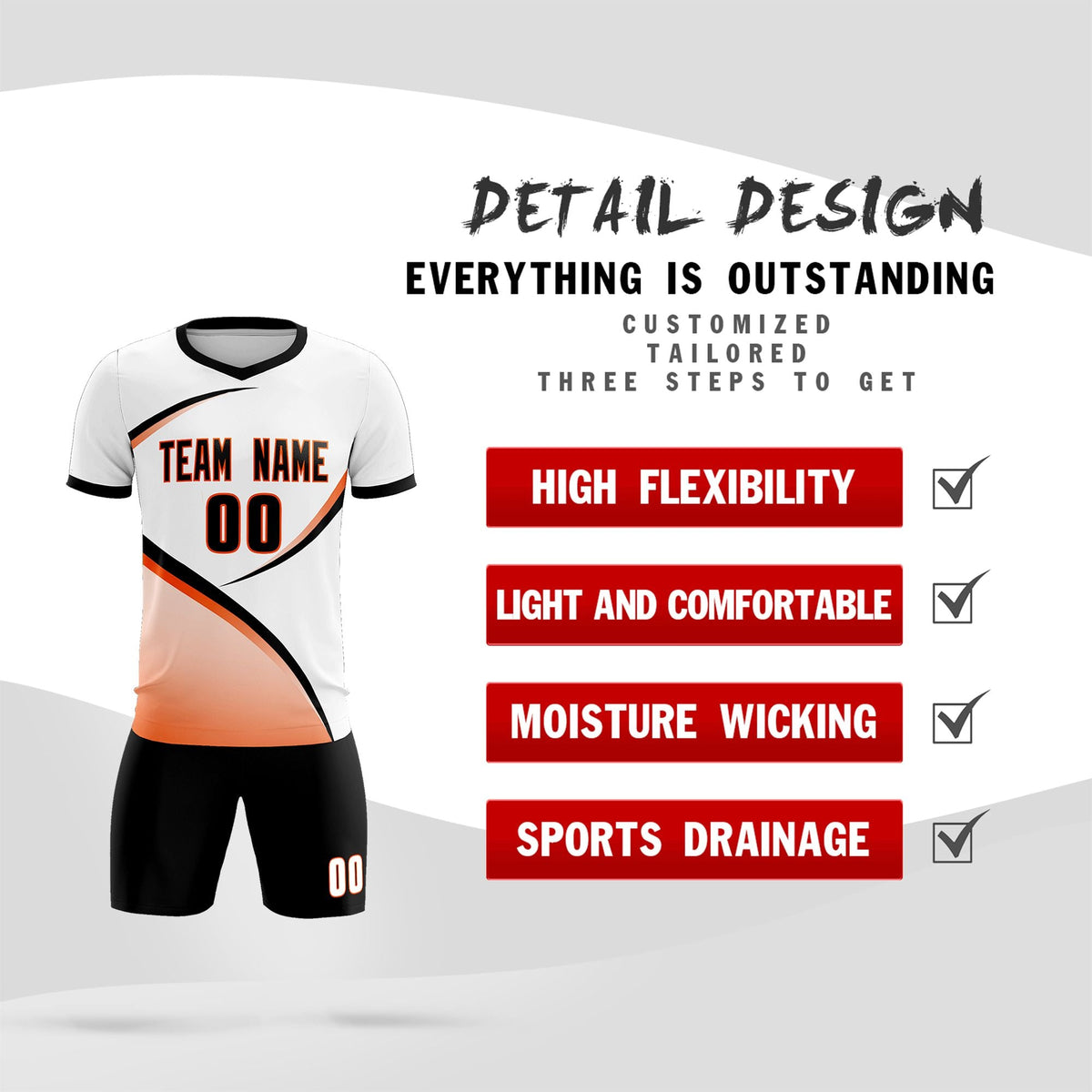 Custom White Black Color Block Training Uniform For Men Football Kits Jersey
