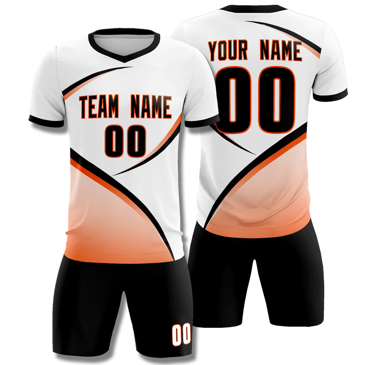 Custom White Black Color Block Training Uniform For Men Football Kits Jersey