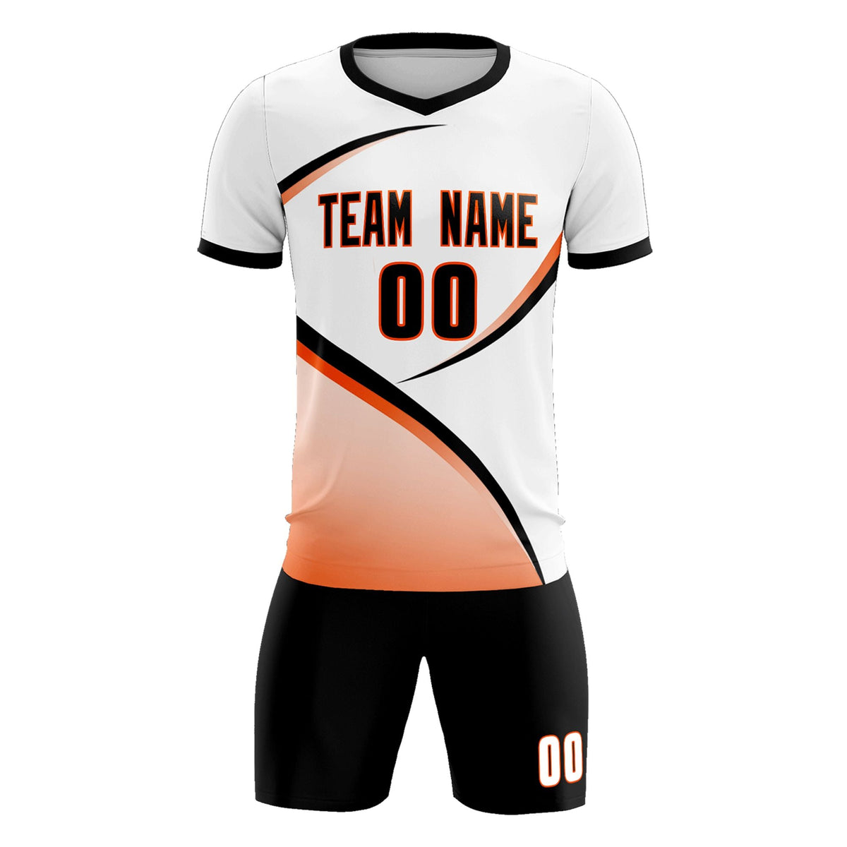 Custom White Black Color Block Training Uniform For Men Football Kits Jersey