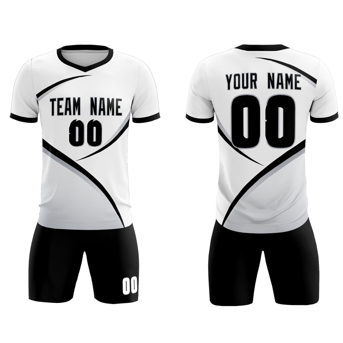 Custom White Black Color Block Training Uniform For Men Soccer Sets Jersey
