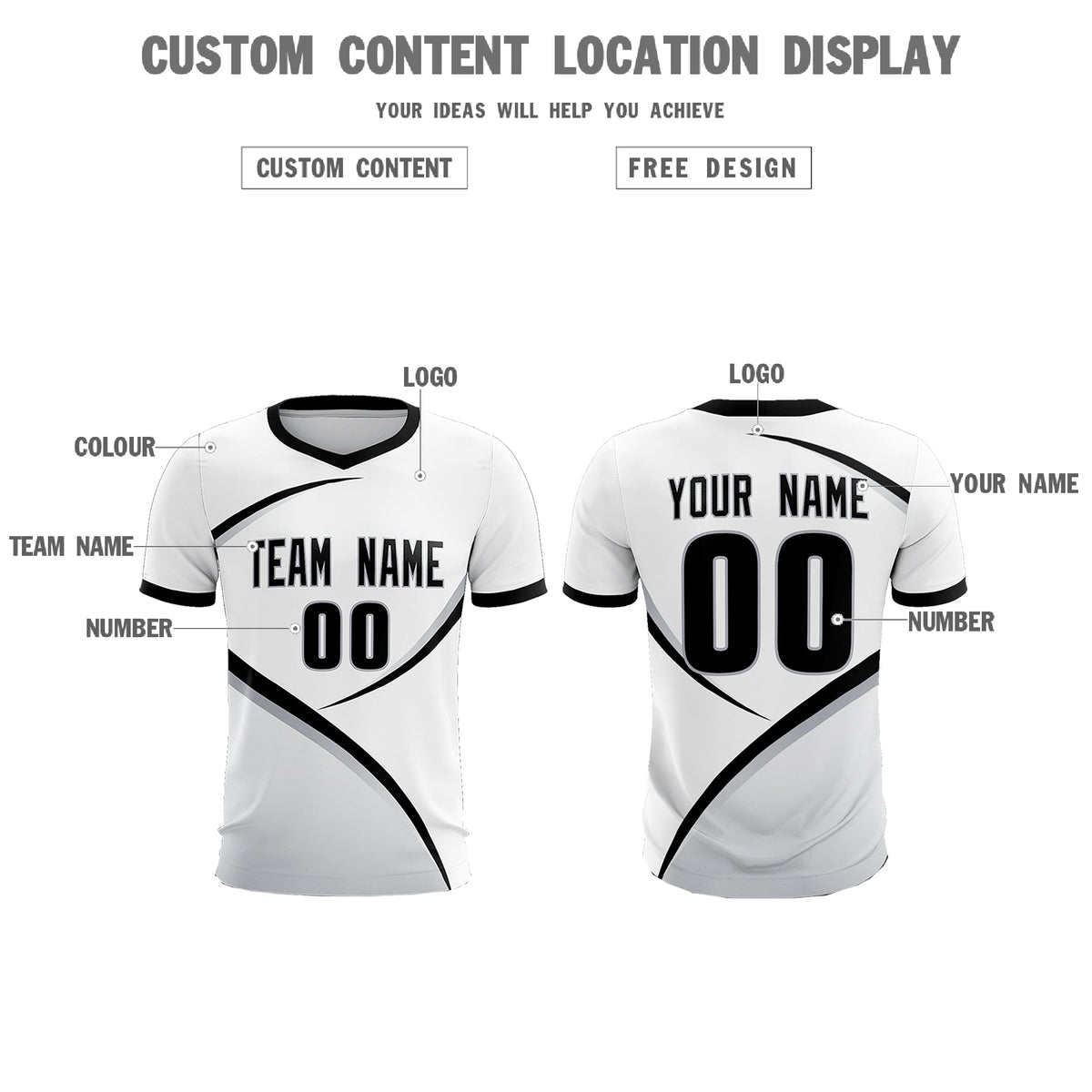 Custom White Black Color Block Training Uniform For Men Football Kits Jersey