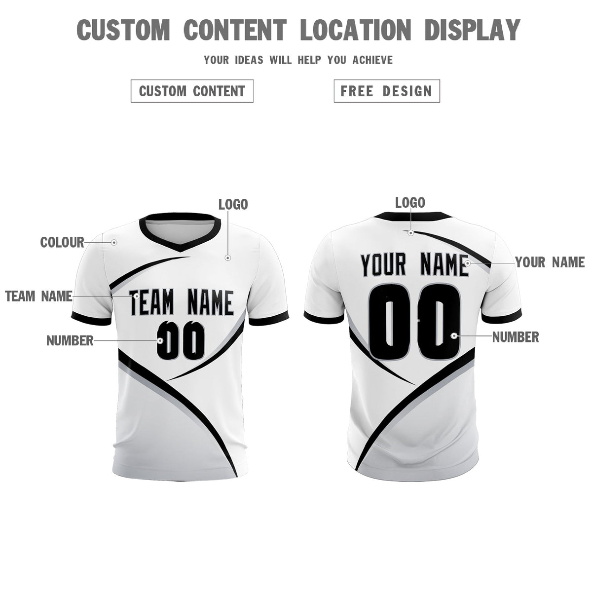 Custom White Black Color Block Training Uniform For Men Soccer Sets Jersey