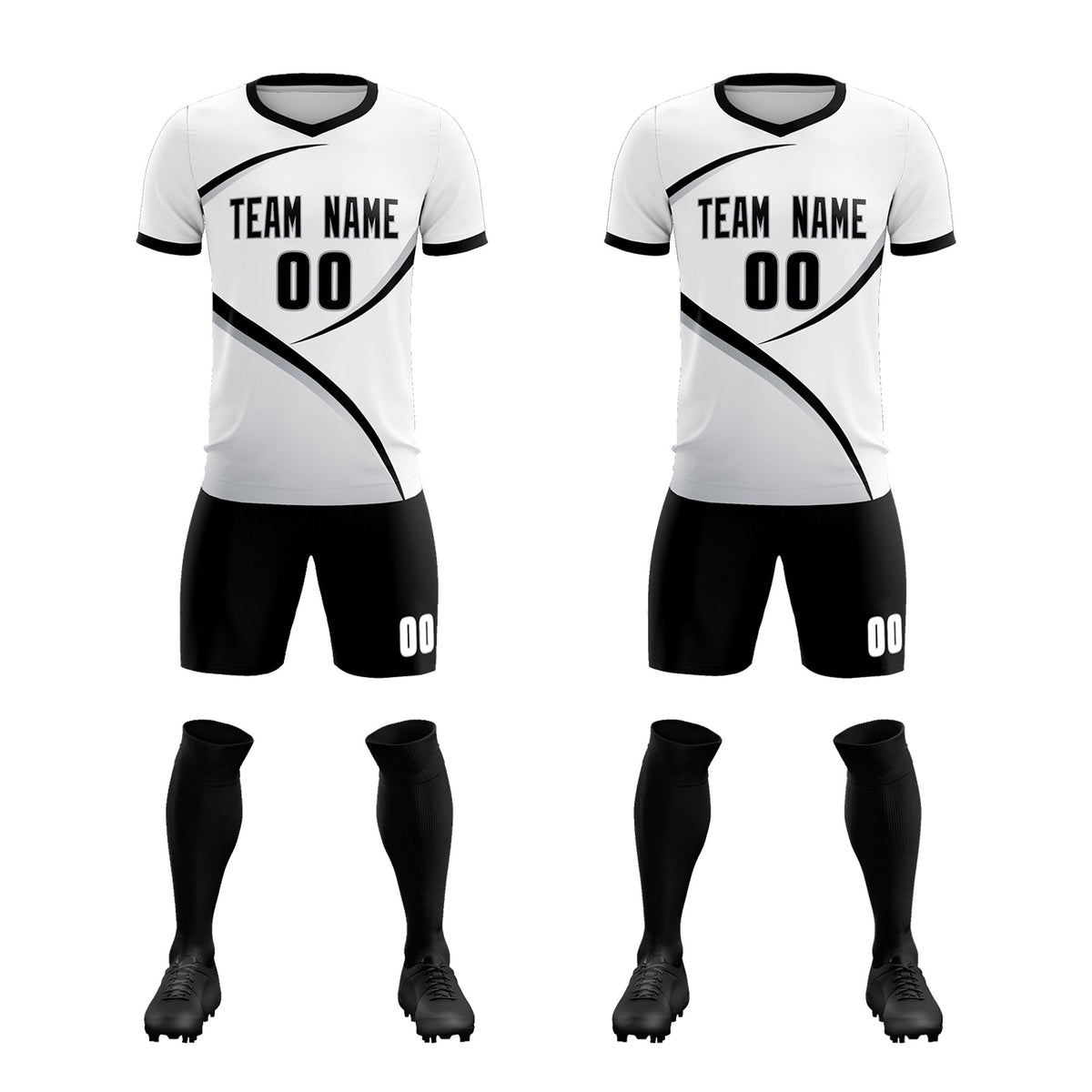 Custom White Black Color Block Training Uniform For Men Football Kits Jersey