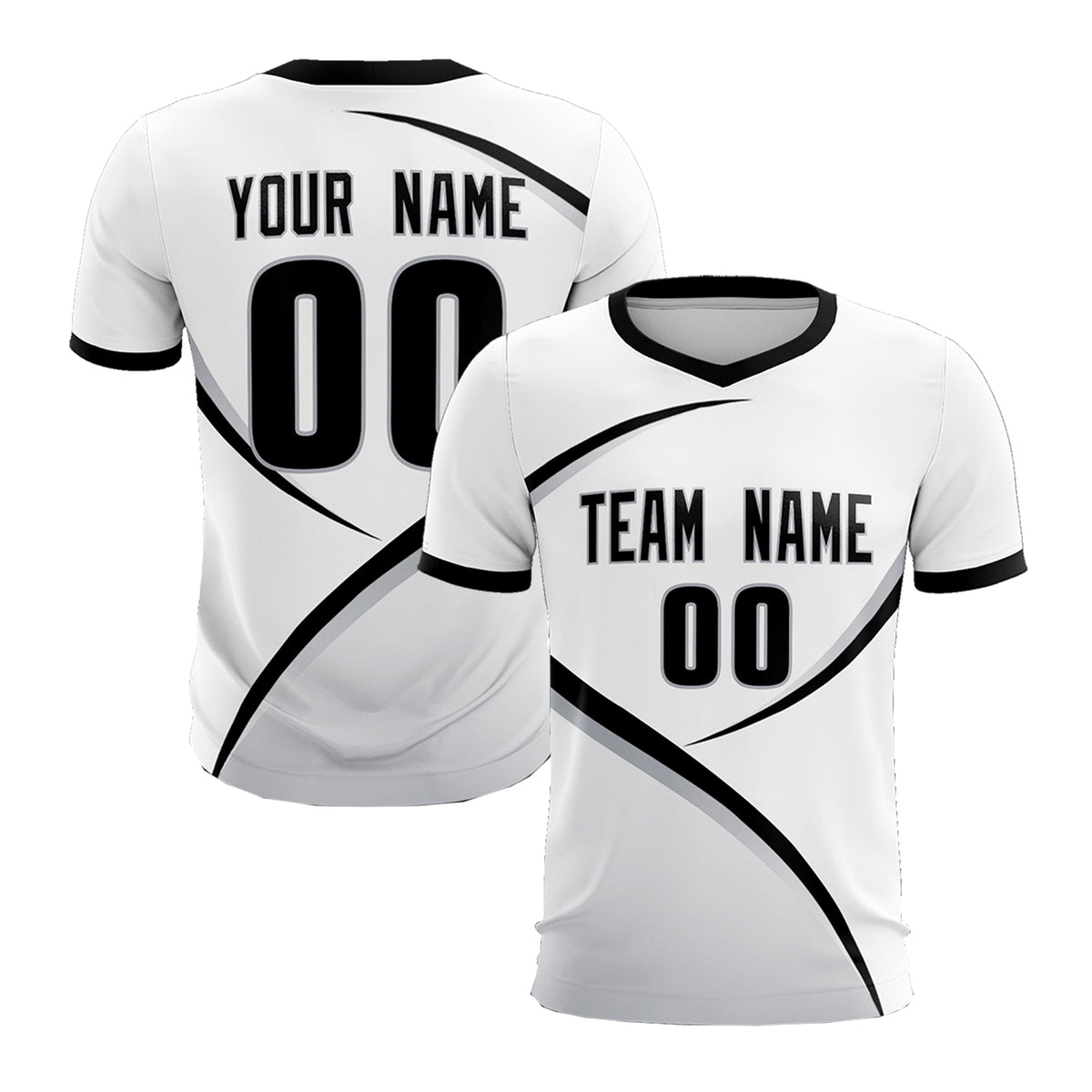 Custom White Black Color Block Training Uniform For Men Football Kits Jersey