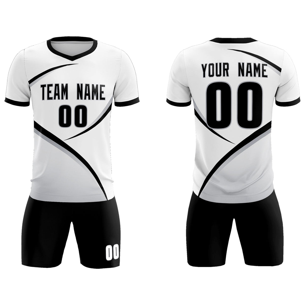 Custom White Black Color Block Training Uniform For Men Football Kits Jersey