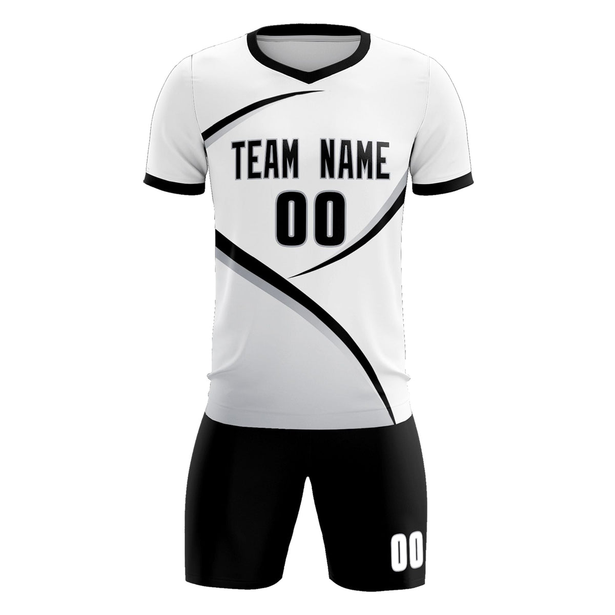 Custom White Black Color Block Training Uniform For Men Football Kits Jersey