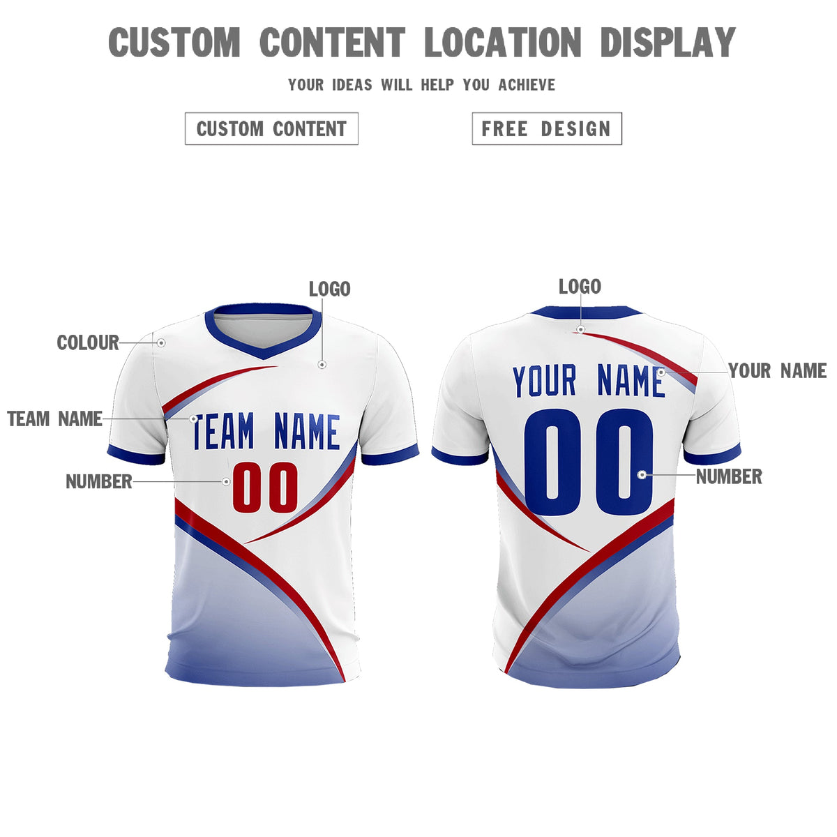 Custom White Royal Color Block Training Uniform For Men Football Kits Jersey