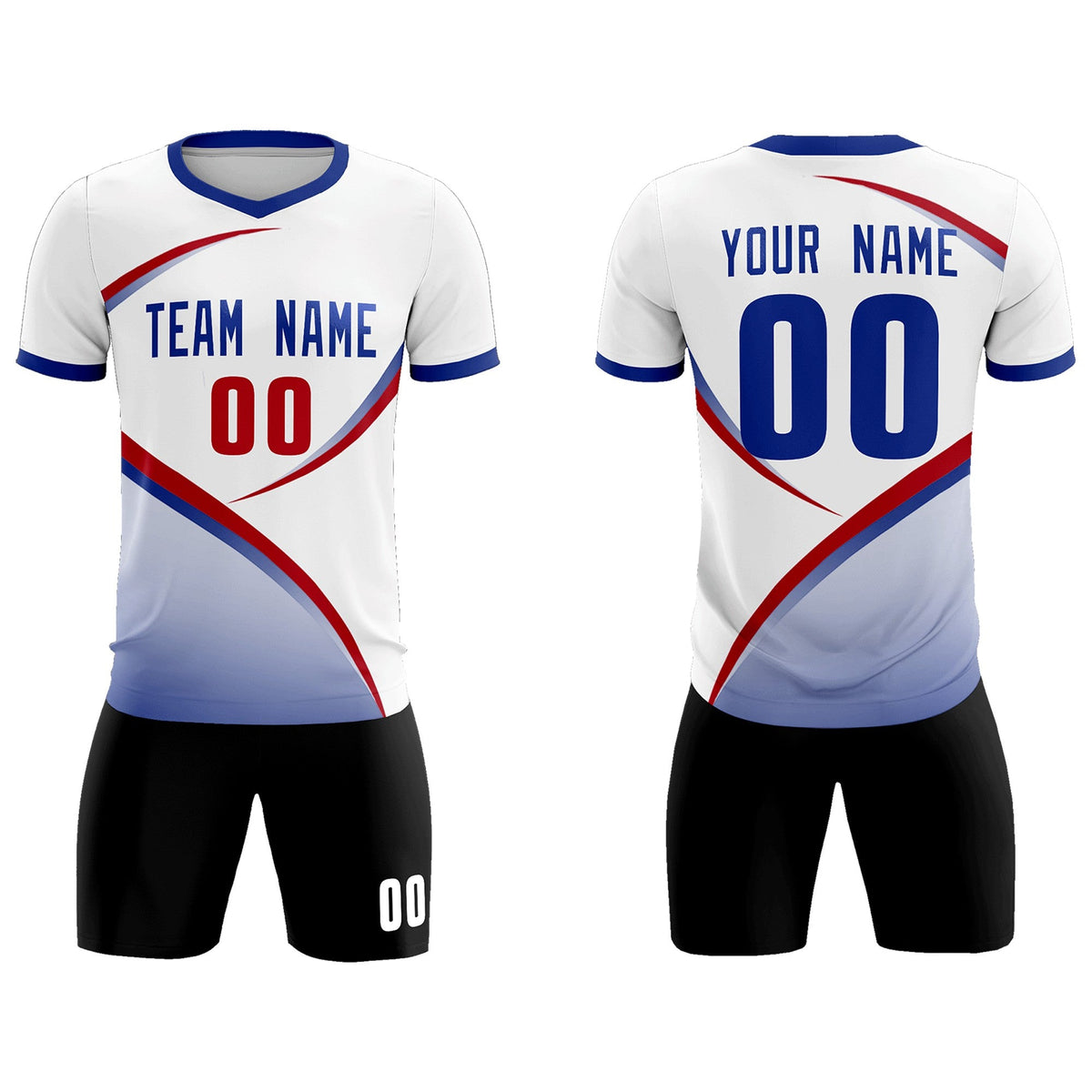 Custom White Royal Color Block Training Uniform For Men Football Kits Jersey