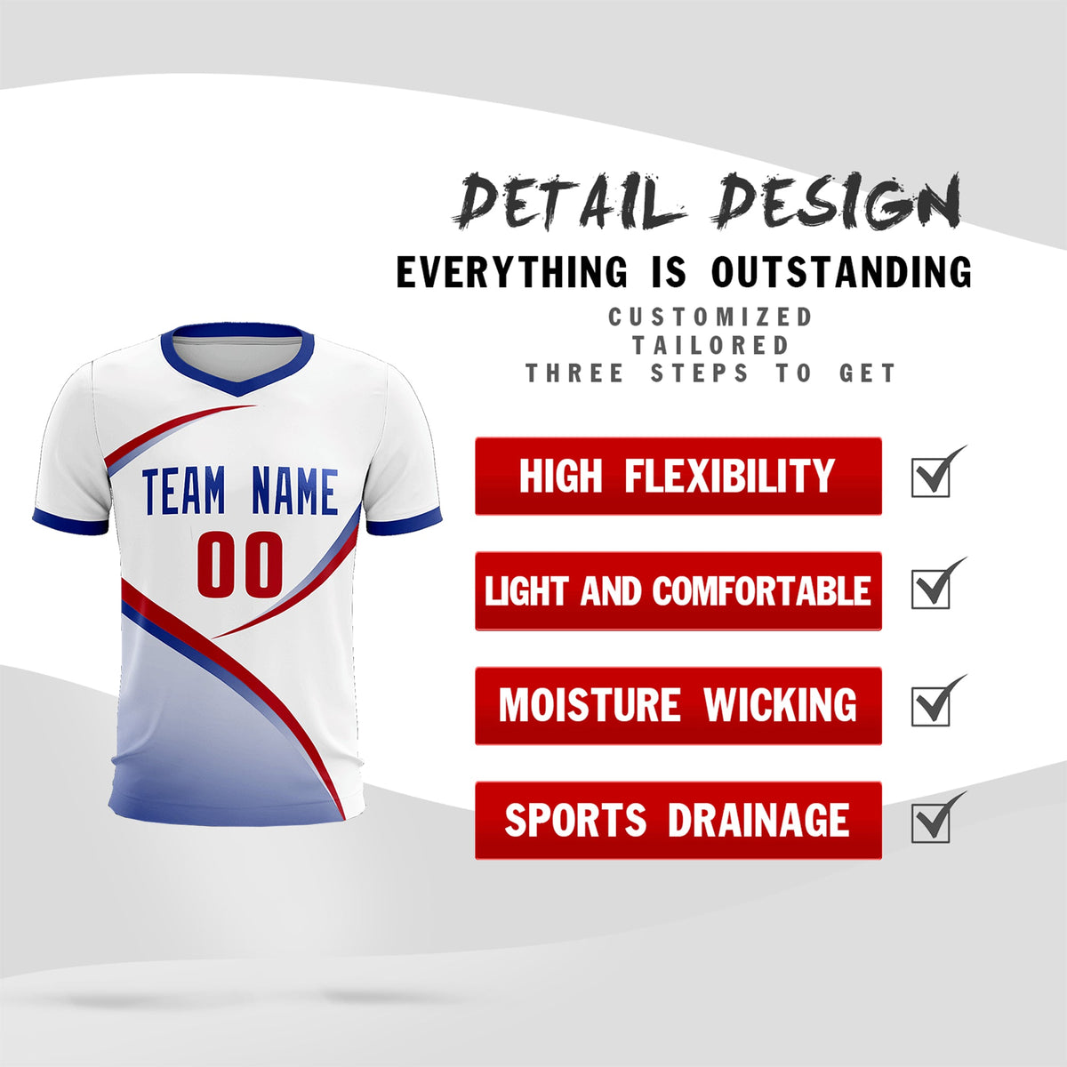 Custom White Royal Color Block Training Uniform For Men Football Kits Jersey