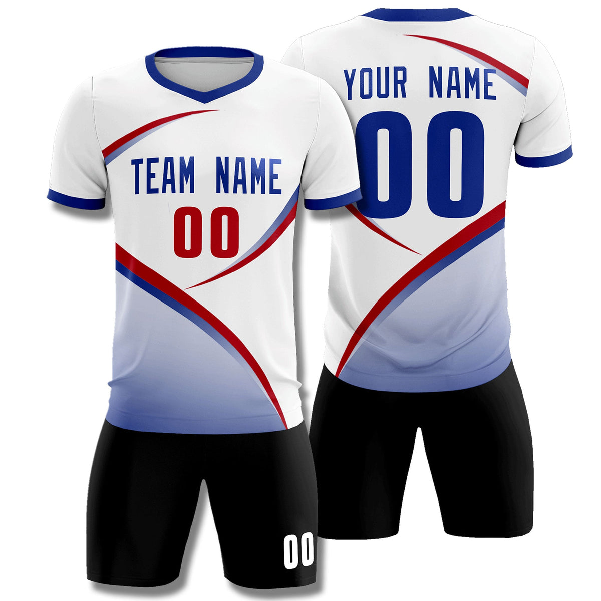 Custom White Royal Color Block Training Uniform For Men Football Kits Jersey