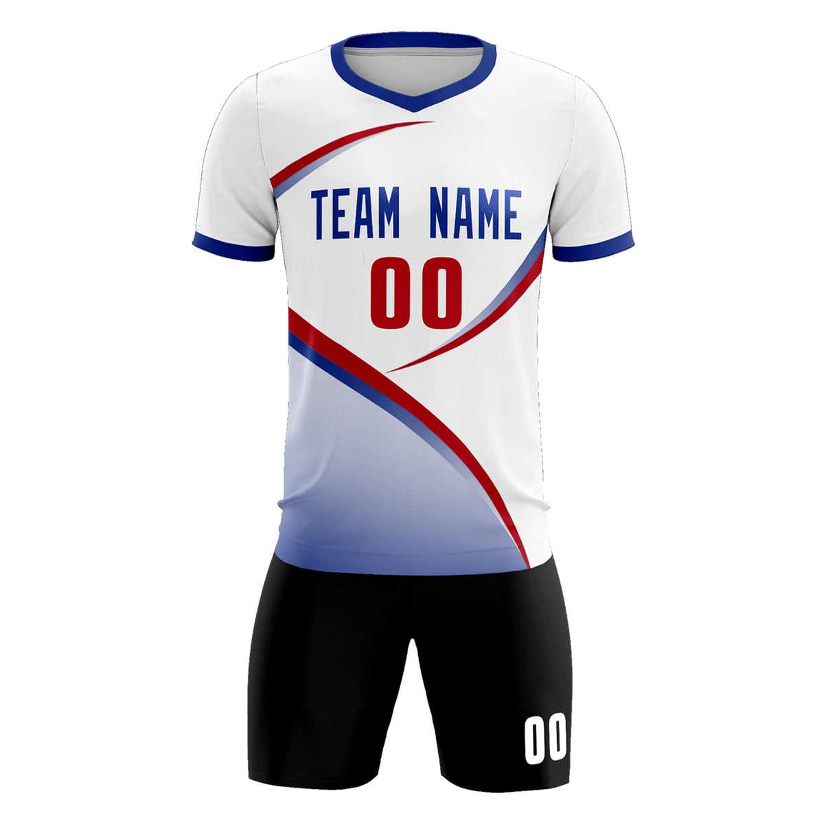 Custom White Royal Color Block Training Uniform For Men Football Kits Jersey