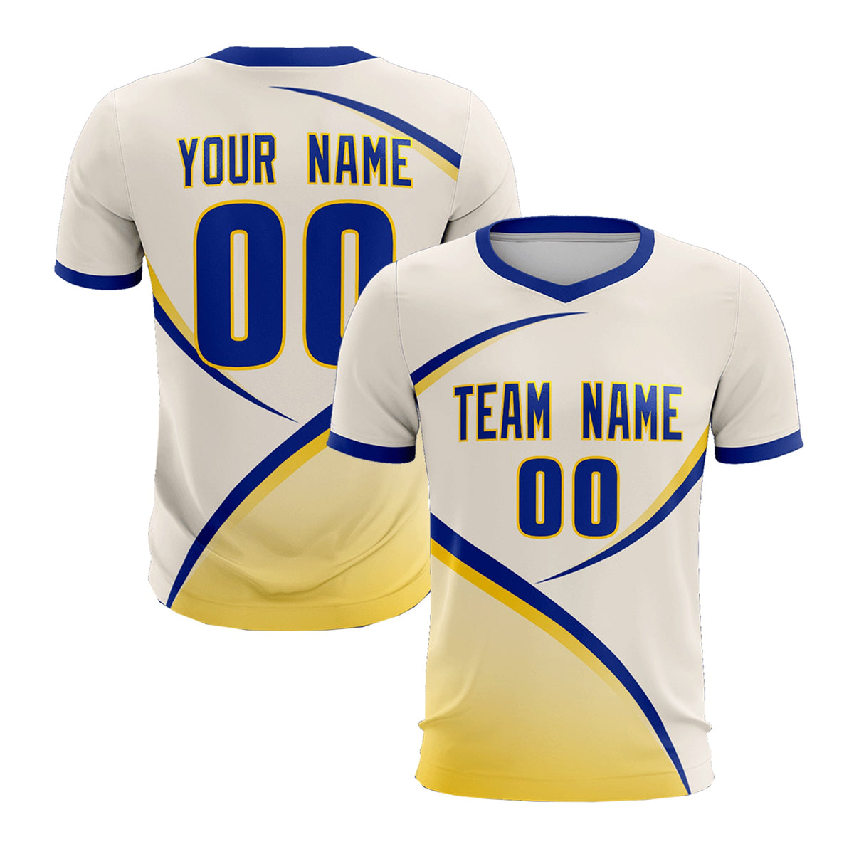 Custom Cream Royal Color Block Training Uniform For Men Football Kits Jersey