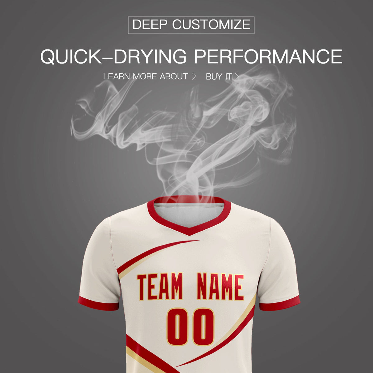 Custom Cream Red Color Block Training Uniform For Men Football Kits Jersey