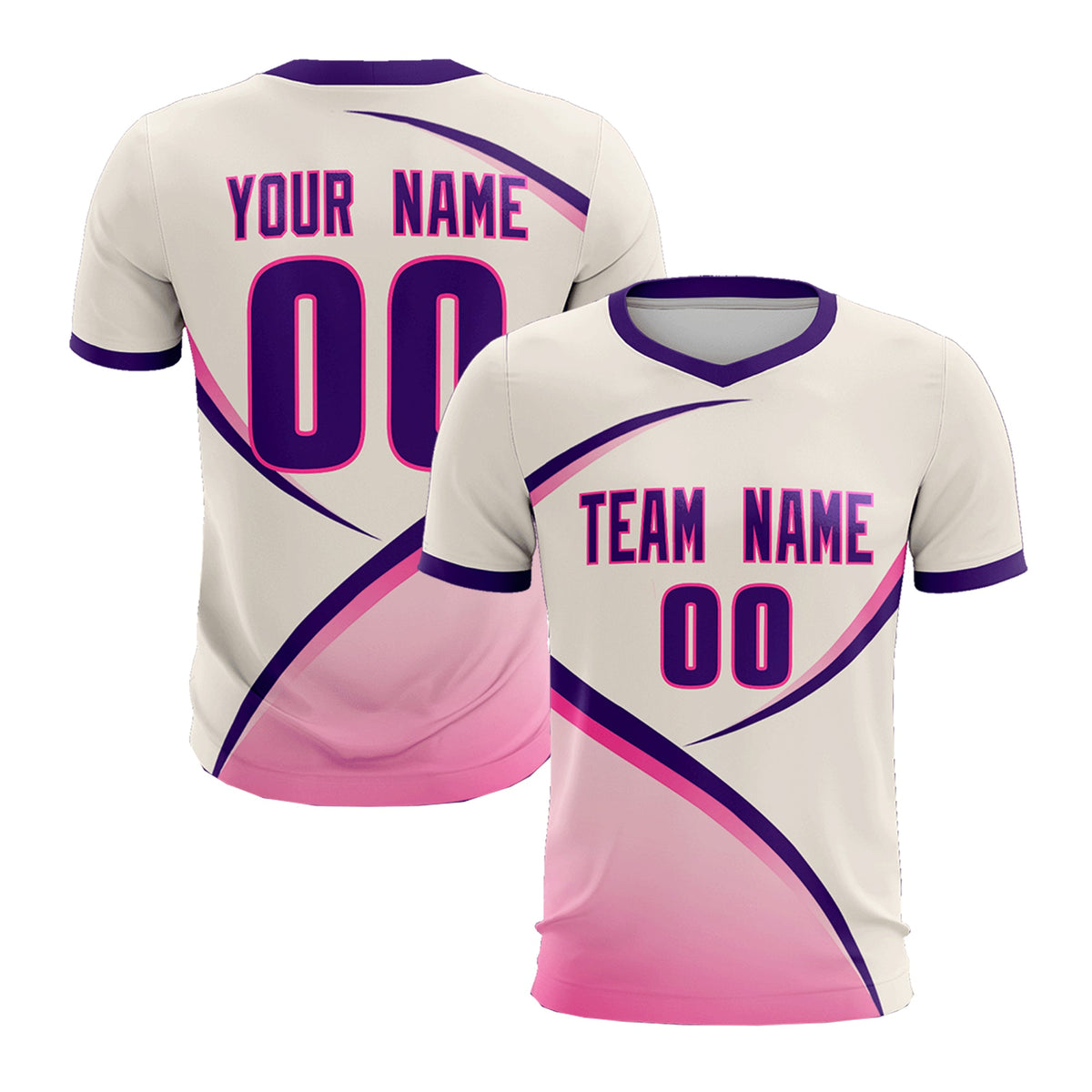 Custom Cream Purple Color Block Training Uniform For Men Football Kits Jersey