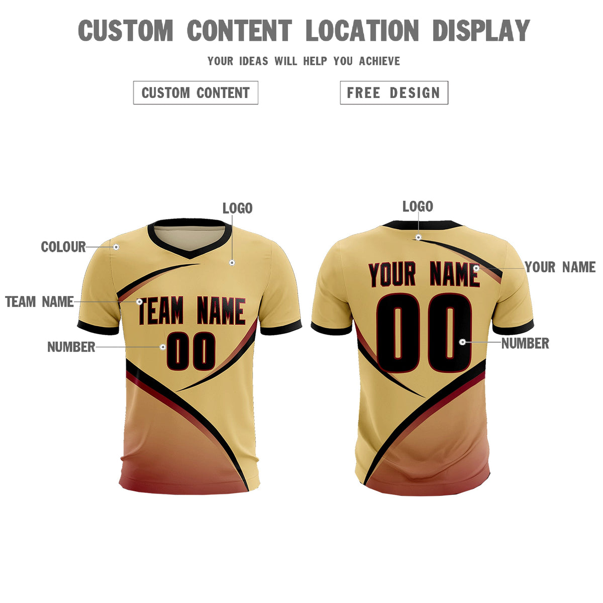 Custom Khaki Black Color Block Training Uniform For Men Football Kits Jersey