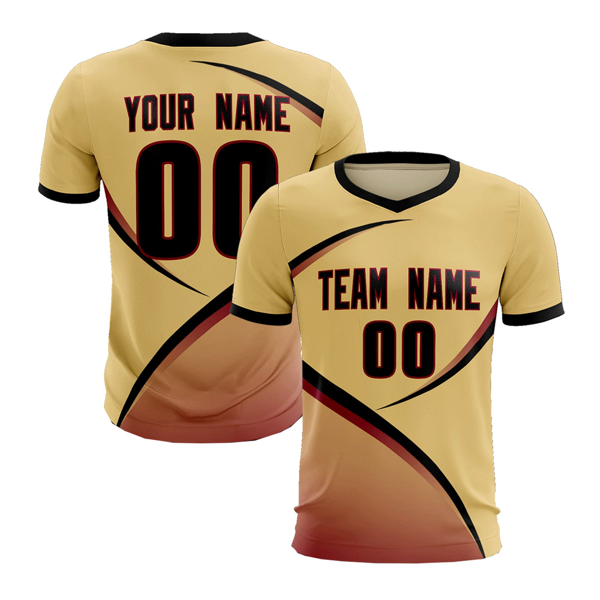 Custom Khaki Black Color Block Training Uniform For Men Football Kits Jersey