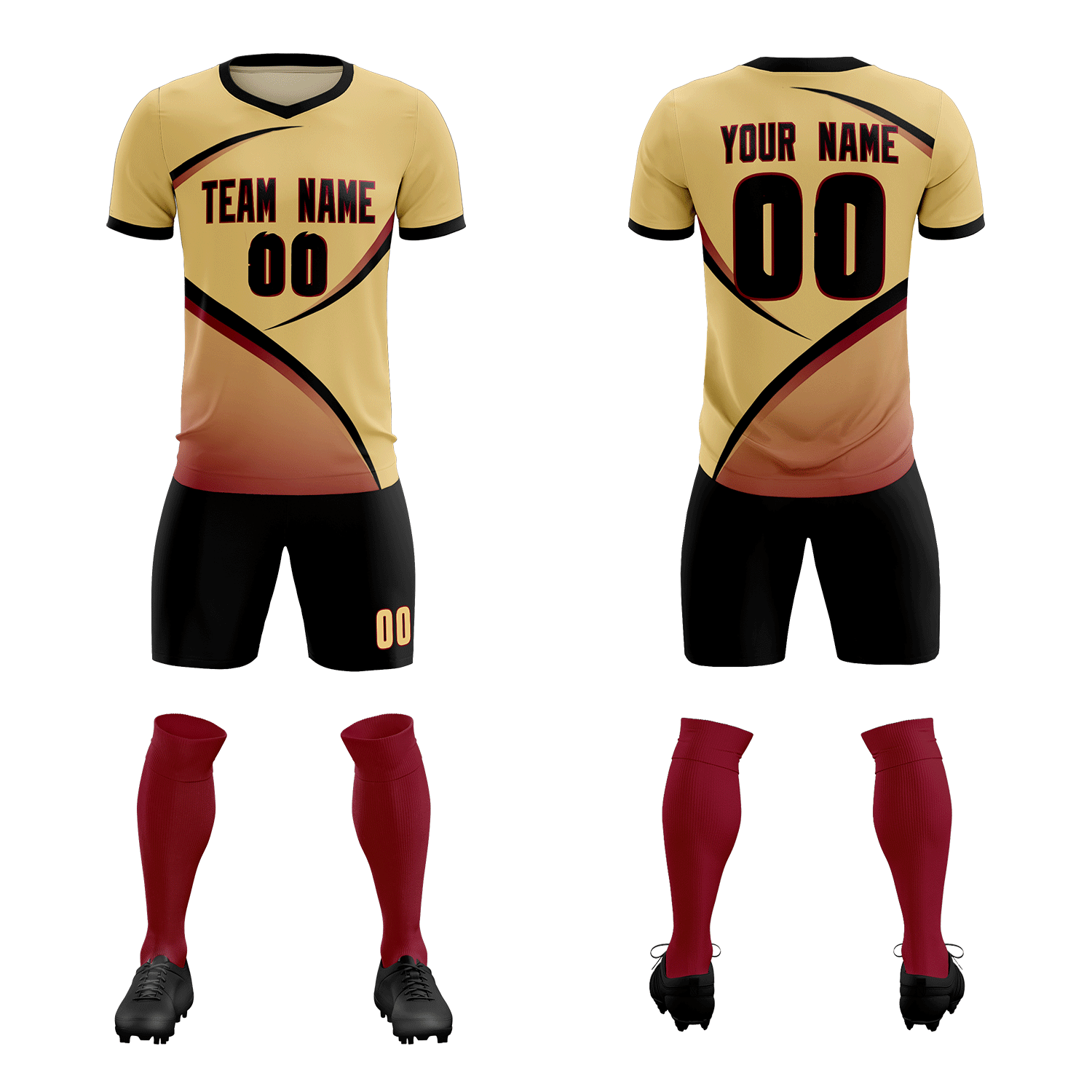 Custom Khaki Black Color Block Training Uniform For Men Soccer Sets Jersey