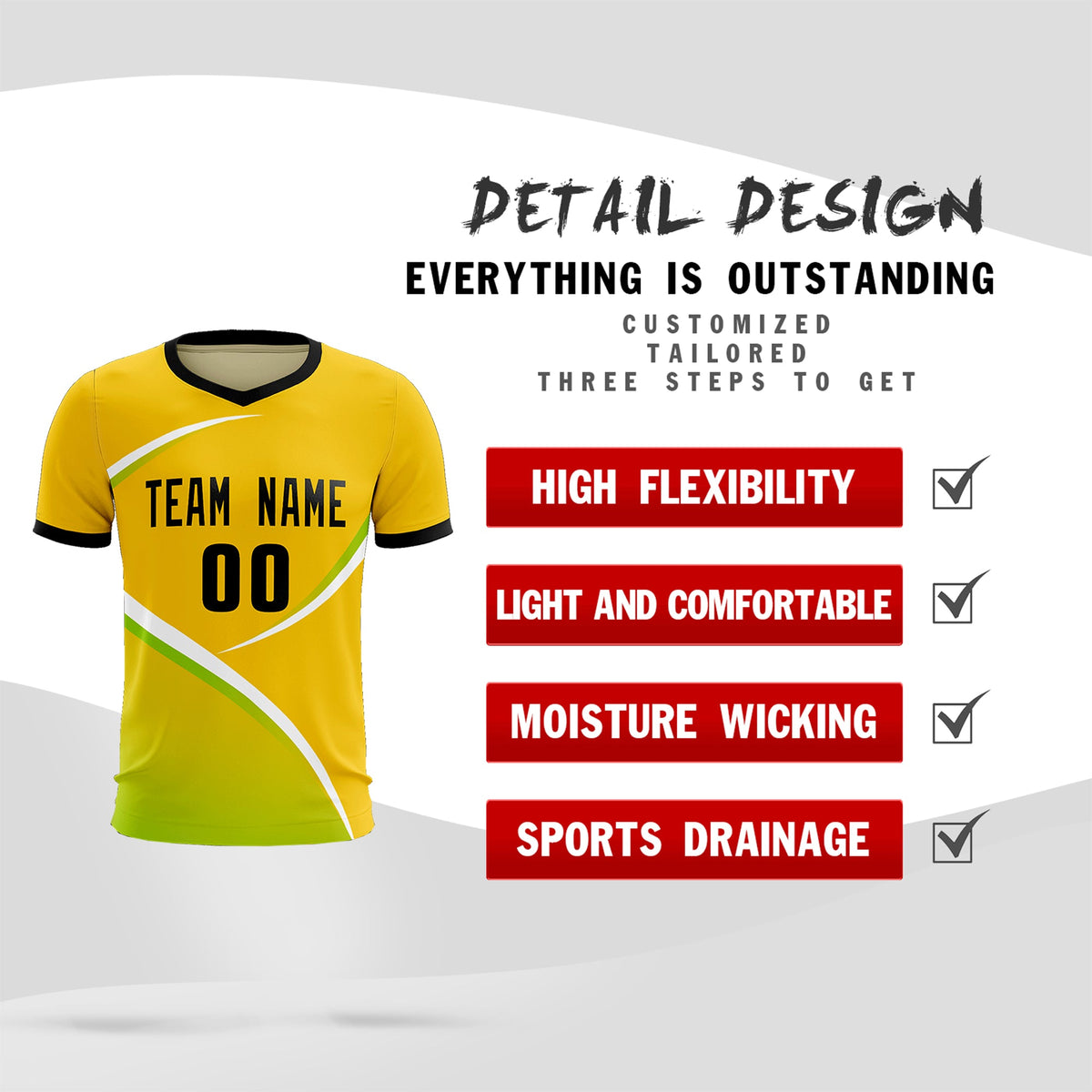 Custom Gold Black Color Block Training Uniform For Men Soccer Sets Jersey