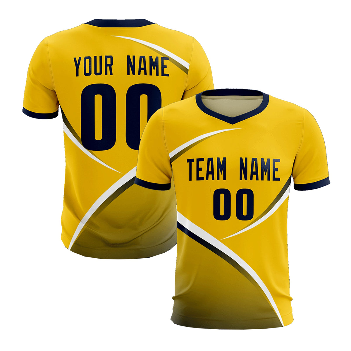 Custom Gold Navy Color Block Training Uniform For Men Soccer Sets Jersey