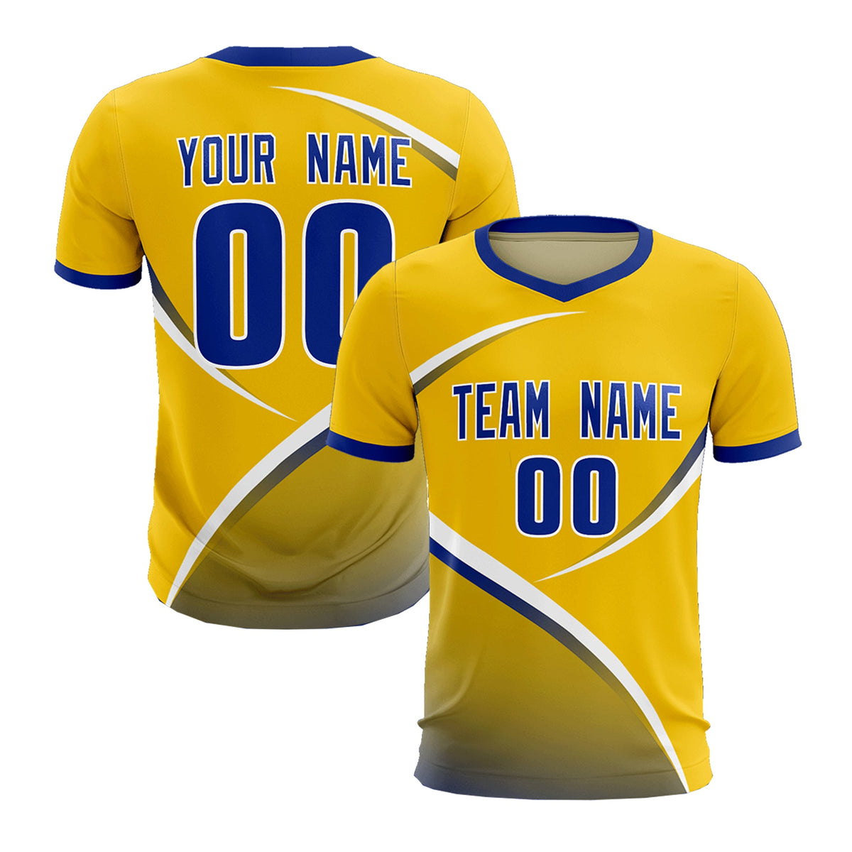 Custom Gold Royal Color Block Training Uniform For Men Soccer Sets Jersey