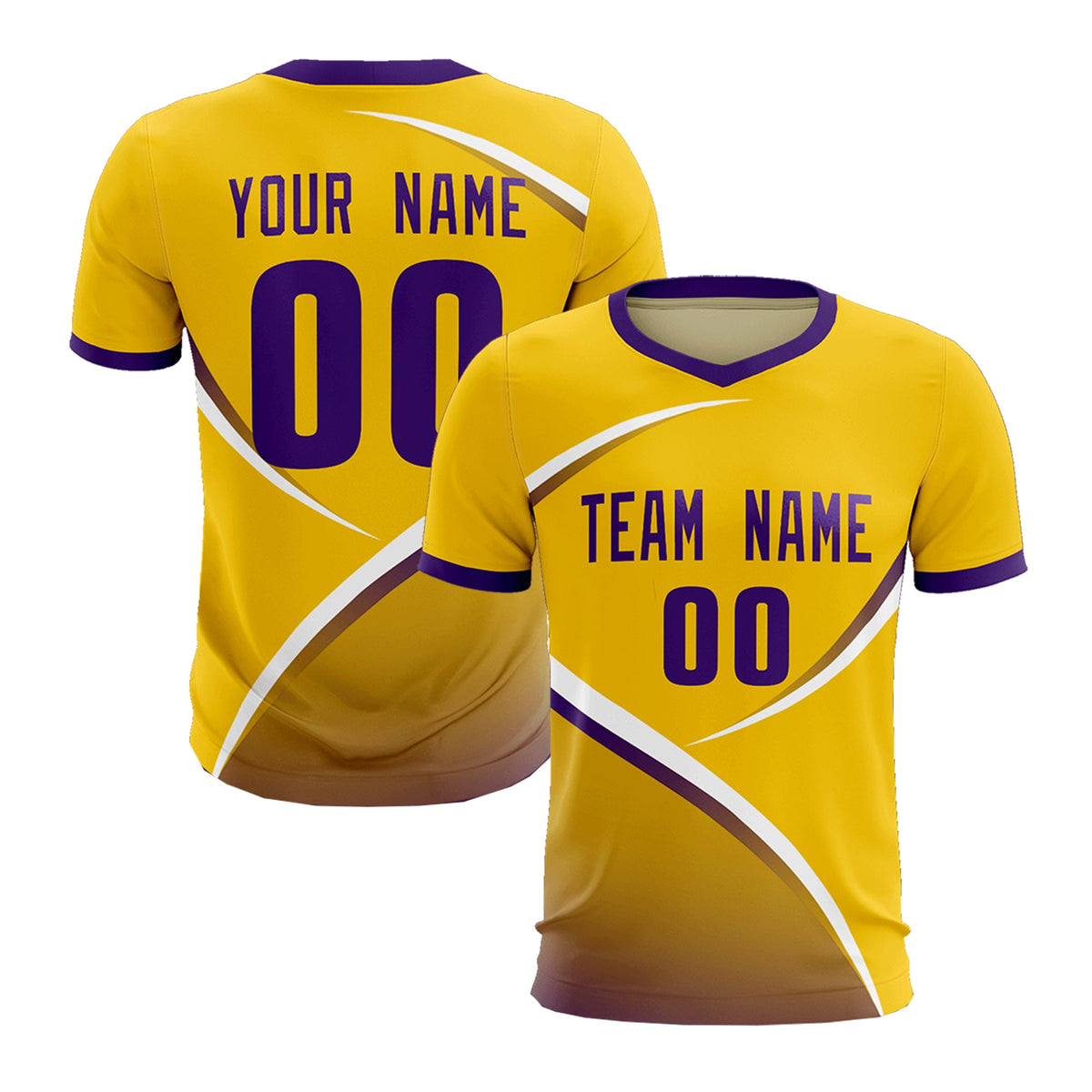 Custom Gold Old Gold Color Block Training Uniform For Men Soccer Sets Jersey