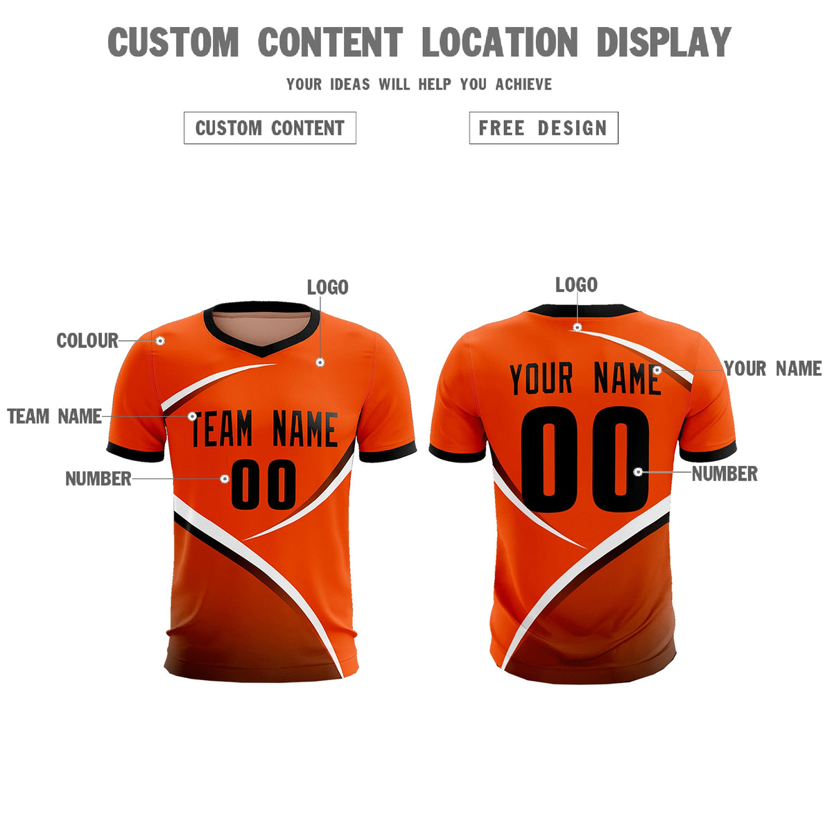 Custom Orange Black Color Block Training Uniform For Men Soccer Sets Jersey