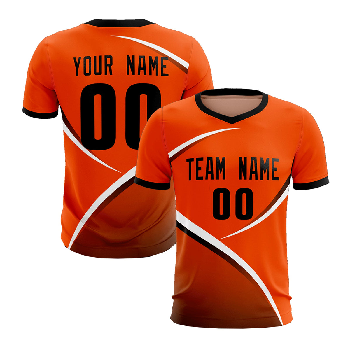 Custom Orange Black Color Block Training Uniform For Men Soccer Sets Jersey