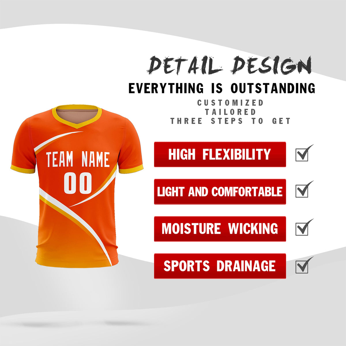 Custom Orange Gold Color Block Training Uniform For Men Soccer Sets Jersey