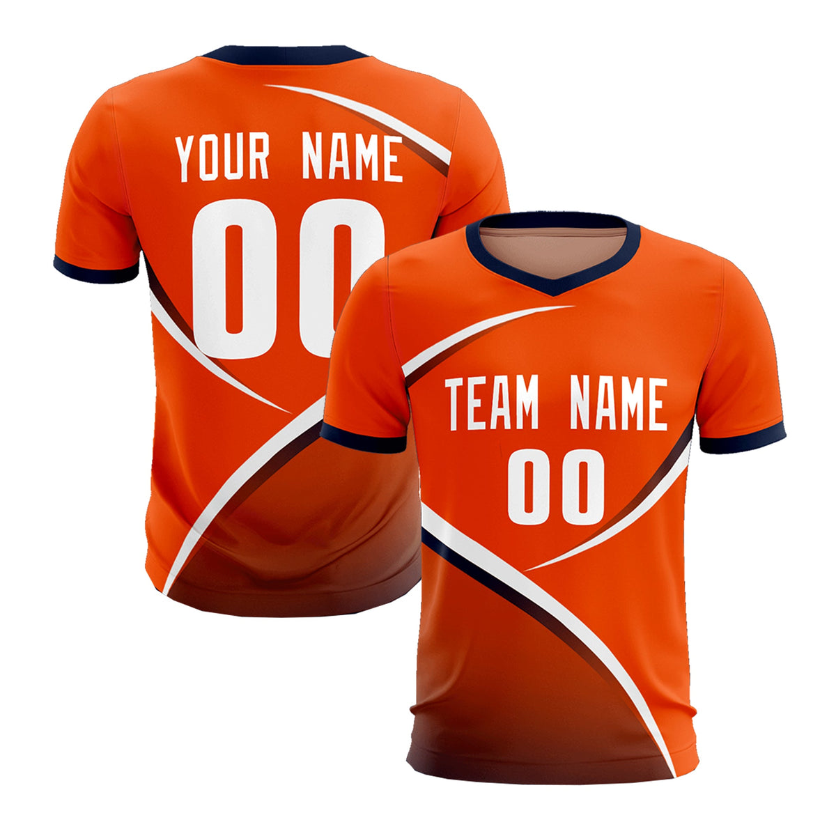 Custom Orange Navy Color Block Training Uniform For Men Soccer Sets Jersey