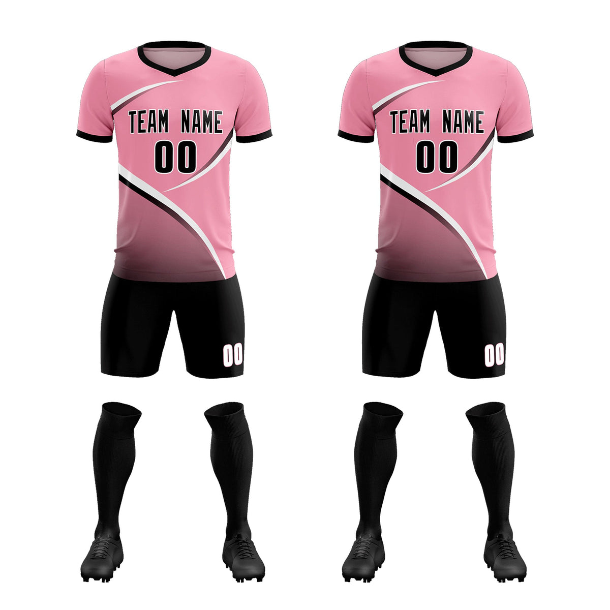 Custom Light Pink Black Color Block Training Uniform For Men Football Kits Jersey