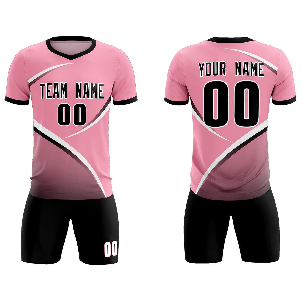 Custom Light Pink Black Color Block Training Uniform For Men Football Kits Jersey