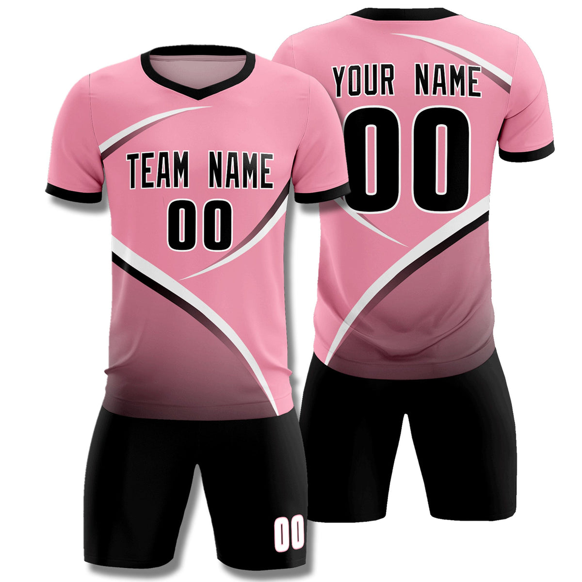 Custom Light Pink Black Color Block Training Uniform For Men Football Kits Jersey